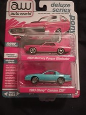 Auto World Pony Power 1969 Mercury Cougar Eliminator 1983 Chevy Camaro Z28