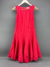 Calvin Klein Womens Red Ponte A Line Flare Dress Linen Blend *See Pics For Size*