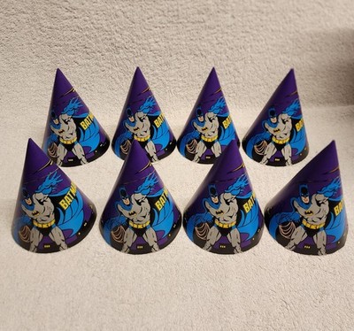Vintage 1989 Batman DC Comics Set of 8 Paper Party Hats Unique Industries 1731