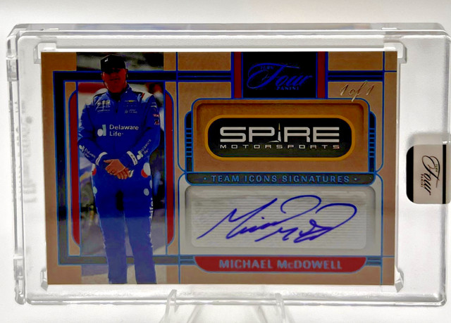 2026 Panini Turn Four NASCAR Team Icons Signatures Platinum 1/1 Michael McDowell