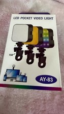 LED Pocket Video Light AY-83 RGB Tri-Color Cold Shoe Mount Type-C 5.5W - New