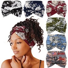 Wide Headbands for Women - 7'' Floral Printed Turban Boho Hairband