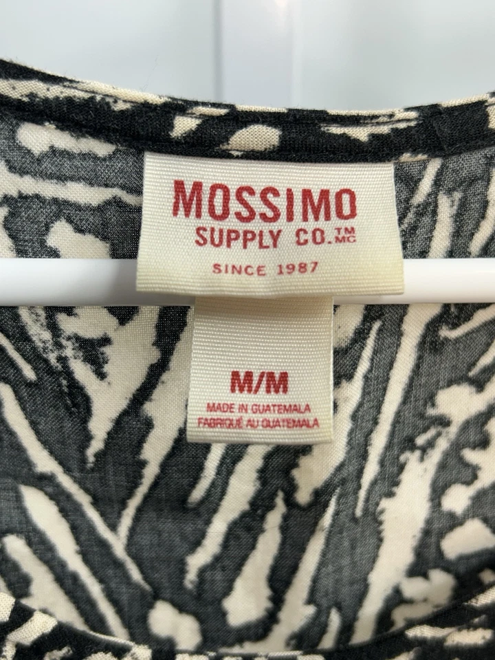 Vestido para mujer Mossimo negro beige manga corta, talla mediana. 1T Foto 3 de 4