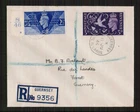 Great Britain 1946 Peace Plain Registered Guernsey FDC