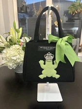 My Flat In London Black Felt Handbag With Jeweled Frog