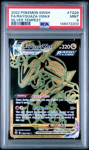 2022 POKEMON SWORD & SHIELD SILVER TEMPEST #TG29 FULL ART/RAYQUAZA VMAX PSA 9