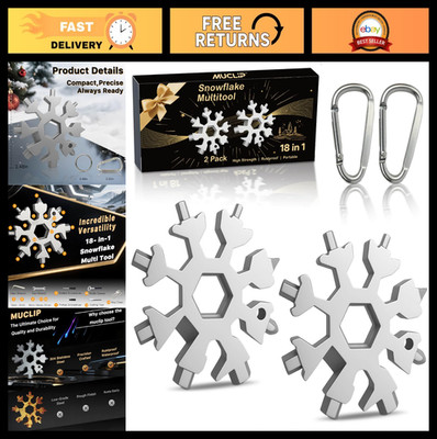 18-in-1 Snowflake Multi Tool 2 Pack - Perfect Stocking Stuffers, White Elephant