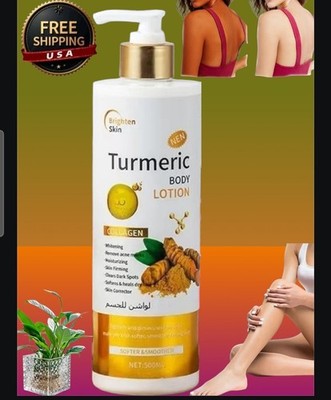 AHA Turmeric Skin Brightening  Lotion Hydrating Body Cream, 500ml [USA Stock]