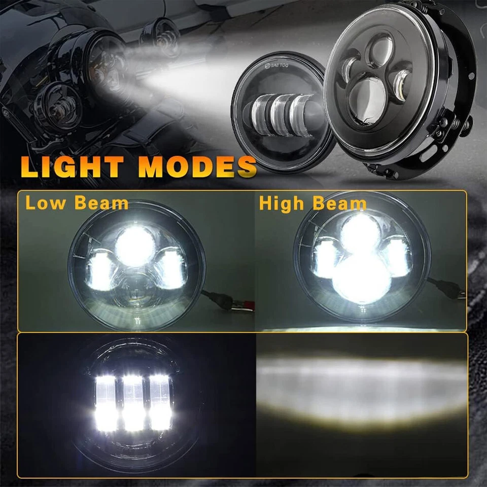 7" Inch Round Headlights Hi/Lo Beam NEW For Oldsmobile Cutlass Supreme 1973-1975 - Image 4 of 4