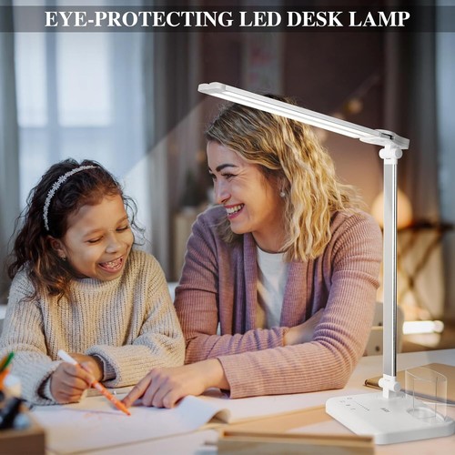 Lampade da Scrivania LED Doppio Braccio Oscillante, 5 Modalità di Luce x 10 Livelli di Luminosità Luce Scrivania - Foto 2 di 10