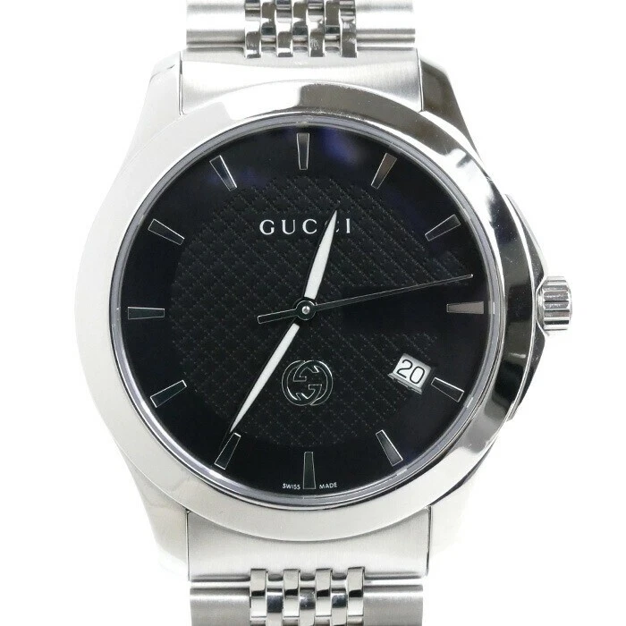 Gucci Hombres Reloj Pulsera Cuarzo G Timeless YA1264106 Negro Esfera Japón Usado
