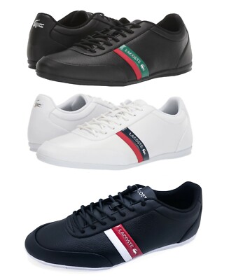 lacoste black and red shoes