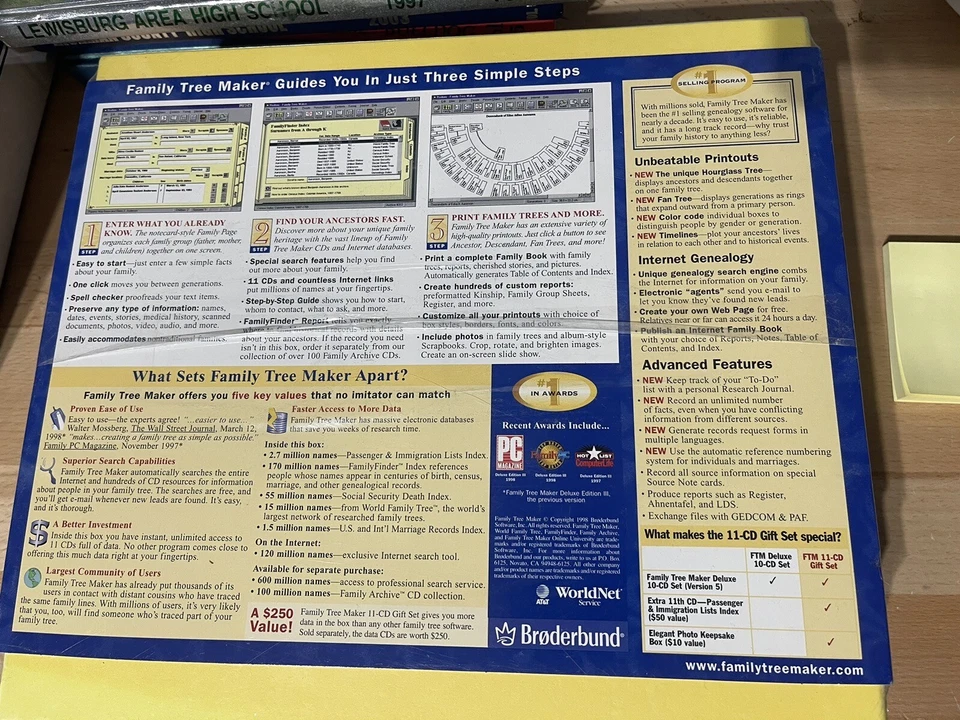 Sealed Family Tree Maker Version 5 Deluxe 11-CD PC WIN 95/98 Broderbund NEW - Image 2 of 3