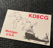 Tarjeta de radio John C Southway Fraser Michigan KD8CG años 80 Ham CB DX Cambridge Dr.