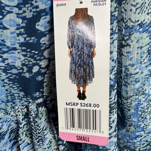 Joie Womens Dress Size Small Blue Paisley Print 3/4 Sheer Sleeves Lined NEW $238 - Picture 6 of 11
