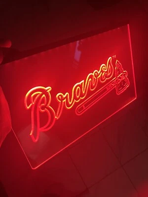MLB ATLANTA BRAVES LOGO LED Light Sign for Game Room,Office,Bar,Man Cave.