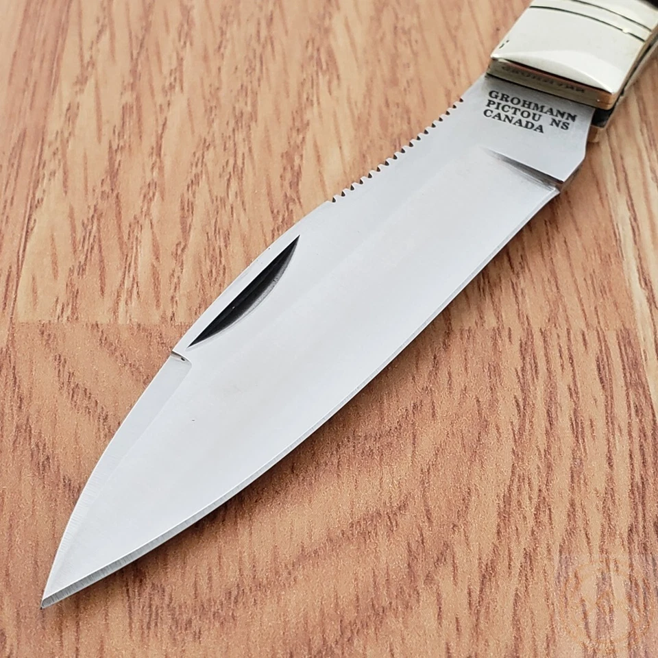 Grohmann Mini Russell Folding Knife 3.13" Carbon Steel Blade Rosewood Handle - Image 3 of 4