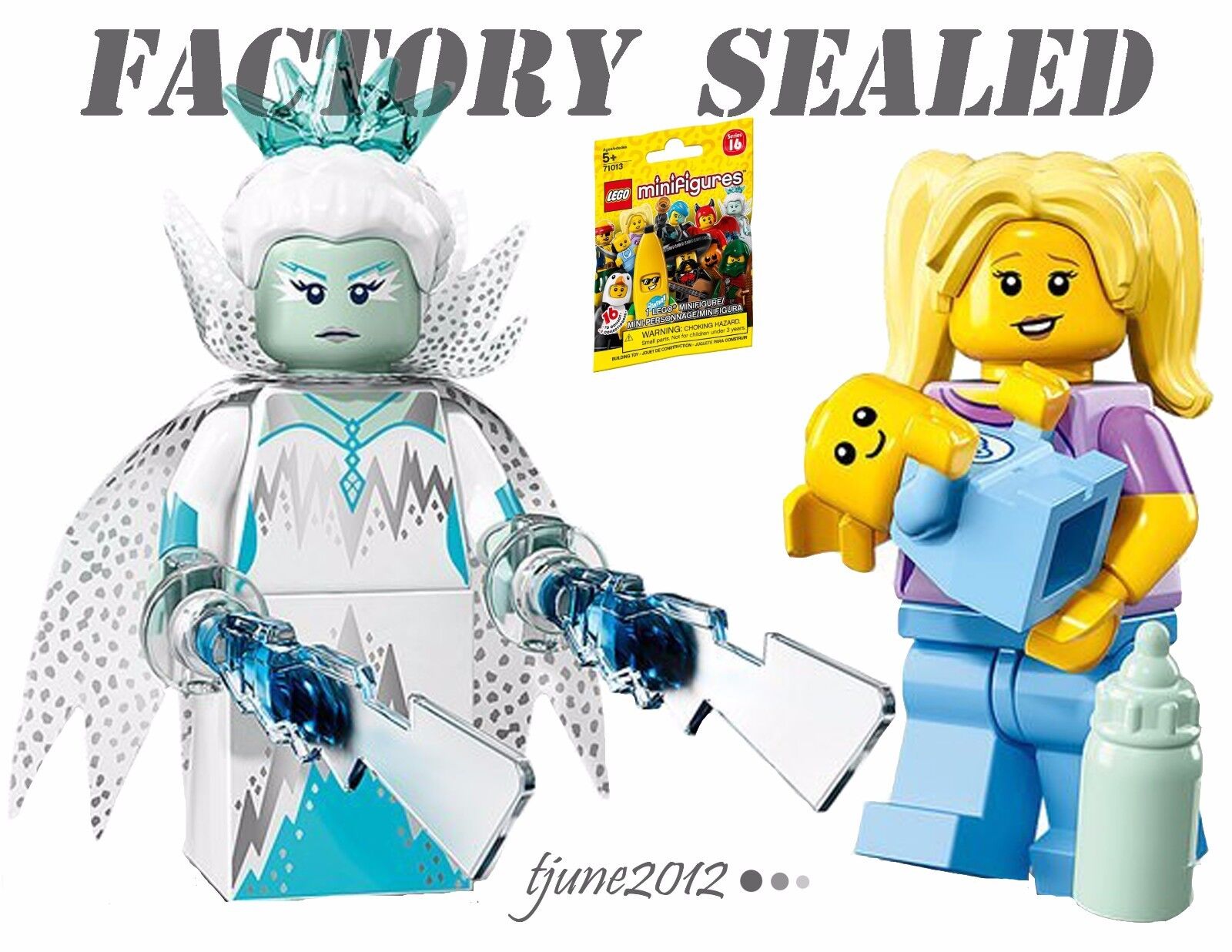 NEW LEGO 71013 Series 16 Minifigures Ice Queen & Babysitter w/ Baby LOT Packs