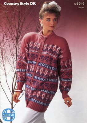 Sirdar 8546 Lady Fairisle Jacke DK 30-40'' Vintage Strickmuster