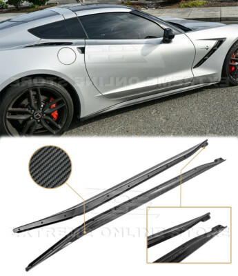 Add-On Bottom Line Real Carbon Fiber Side Skirt For 14-19 Corvette C7 Panels