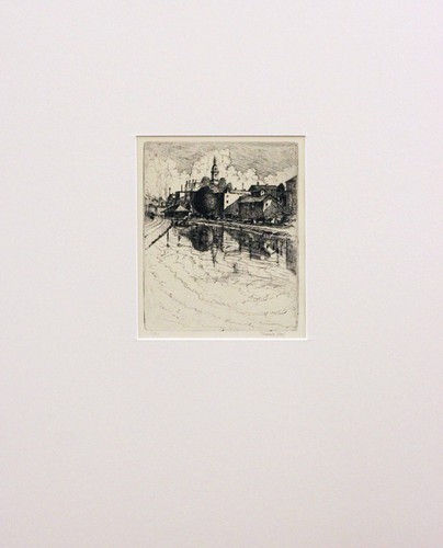 Frederick Polley "Canal Reflections" 7" x 5", Signed, Etching - Picture 2 of 2