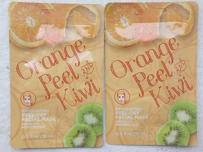 Orange Peel Kiwi Facial Mask Exfoliating Peel Off Brightens Vitamin C Lot of 2