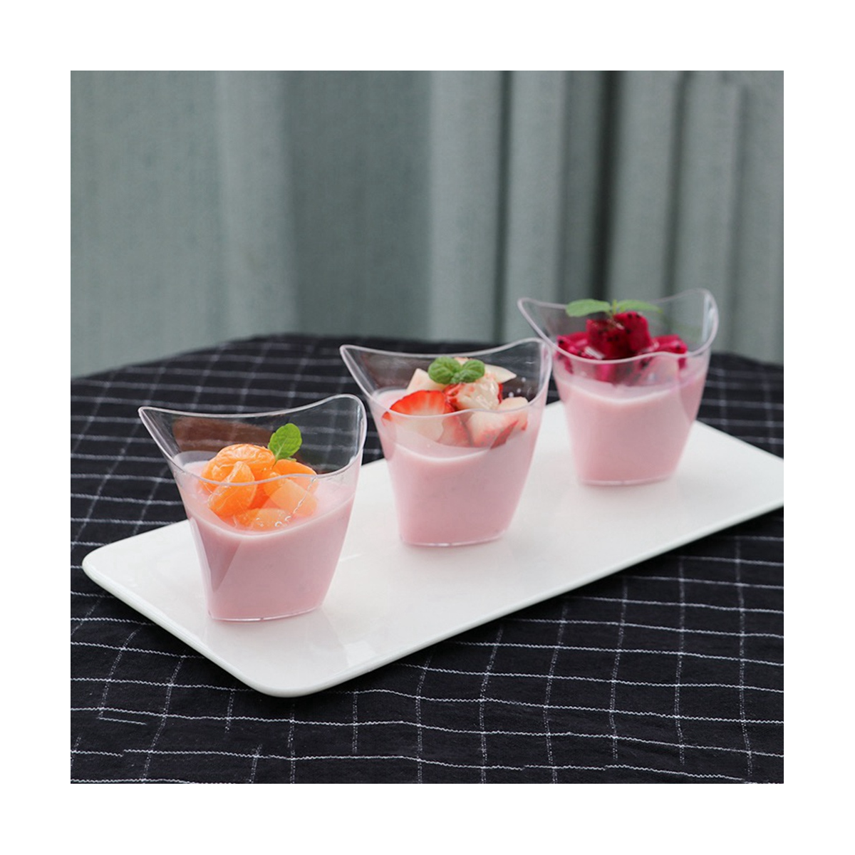 100PCS Disposable Dessert Cups for Party Birtay Twisted e Mousse D A4V4