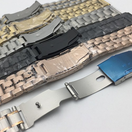 Gebogenes Ende Edelstahl Uhrenarmband Armband Ersatz 12-24 mm massive Glieder - Bild 5 von 13