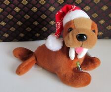 Coca Cola Plush Bean Bag Walrus Hold Coke Bottle Snowflake Nightcap 7" Vintage