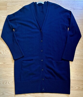 Iris Von Arnim Navy Cashmere Cardigan Duster Sz L Quiet Luxury Old Money Quality
