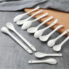 1pc Ceramic Long Handle Spoons White Coffee Spoon Seasoning Spoon Dessert