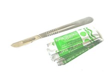 10 Sterile #12 Surgical Blades with FREE #3 Scalpel Knife Handle Medical Dental