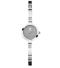 NEW G BY GUESS SILVER TONE THIN CRYSTAL BAND+SPARKLE,GLITTER DIAL WATCH G84065L1