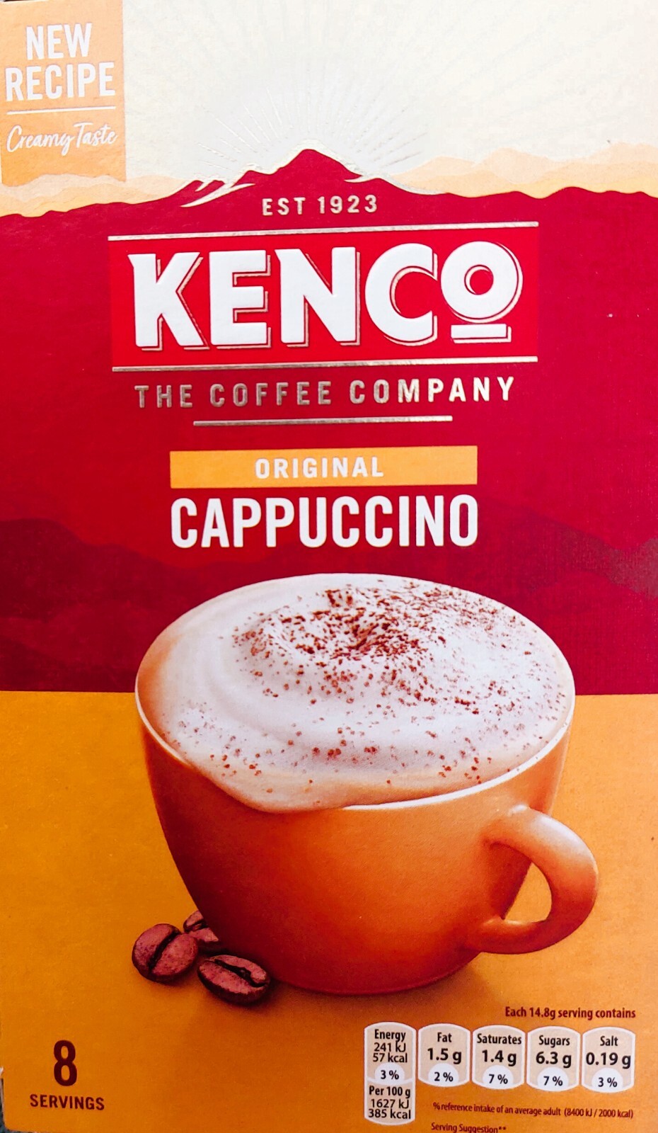 5× 8 sachets Kenco Original CAPPUCCINO NEW RECIPE instant coffee (40