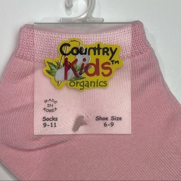 Country Kids 9-11 розовый хлопок лодыжки носки новый лот из 3 девочки органическая обувь 6-9 - Изображение 3 из 4