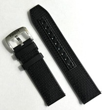 Original Tissot 22mm Black Rubber Watch Band Strap with Quick Release Pins