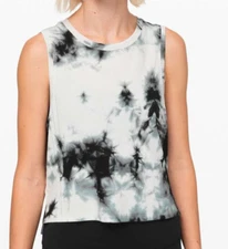 LULULEMON Train To Be Tank Top SHIBORI Deep Coal Tie Dye WHITE GRAY sz 14