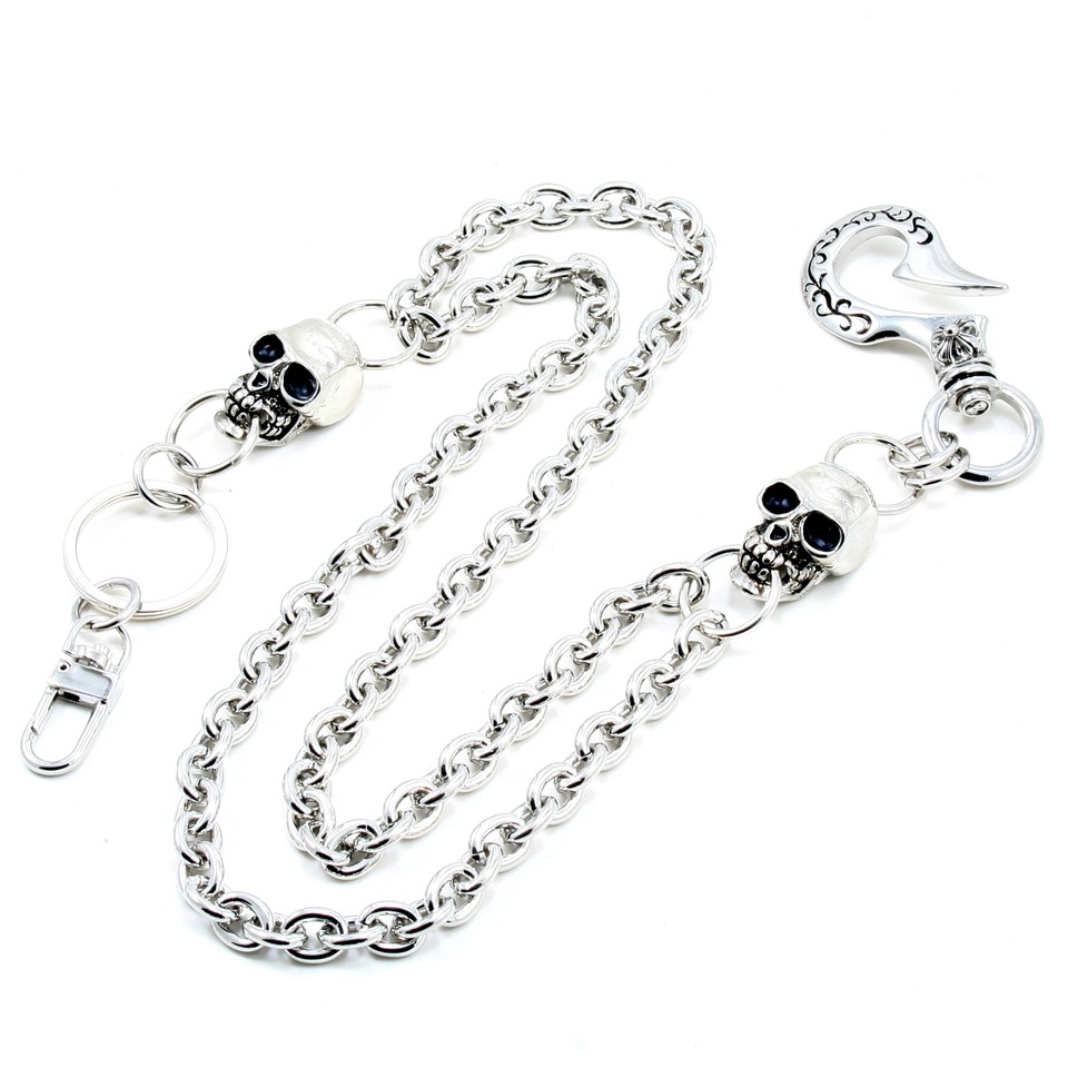 DK Strong Skull Spike Trucker Biker Key Jean Wallet Chain (27.5") Black CS145 - Foto 2