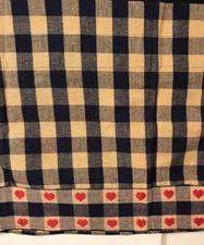 Park Imports Country Navy blue check red heart valance14x72”