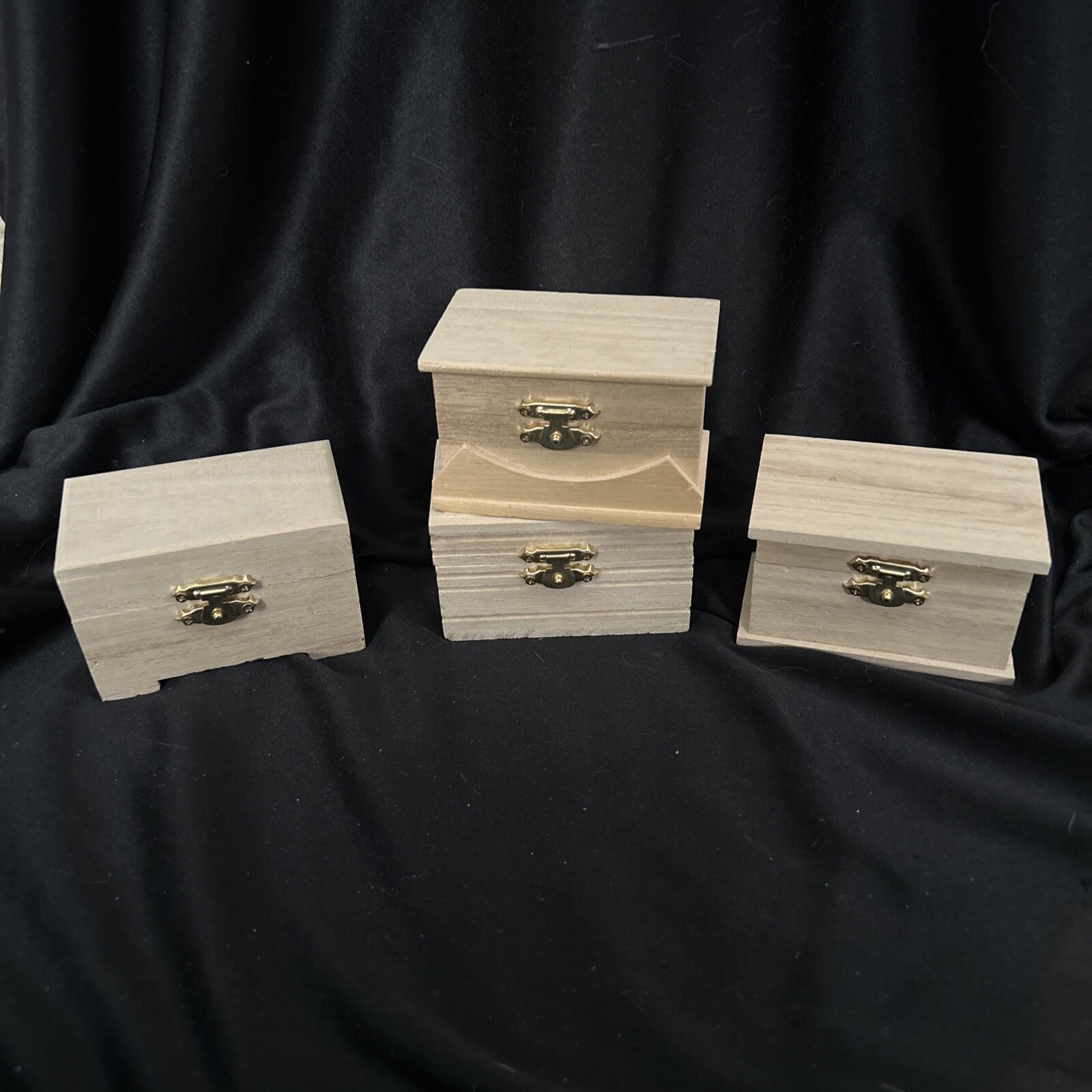 Unfinished Wood Chests With Latch Lot Of 4 Different Designs eBay