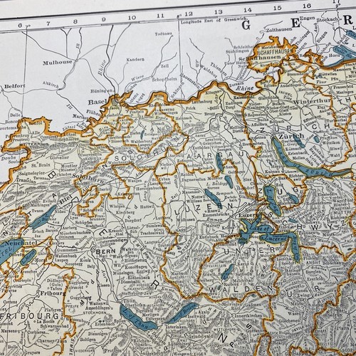 1940's Switzerland atlas Map Vintage before end of WW2 Alps Germany Italy Border - Picture 5 of 18