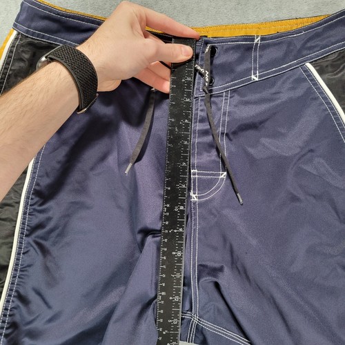 Vintage No Fear Blue Polyester Striped Athletic Swim Boarding Shorts Men's 33 - Picture 4 of 9