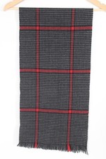 Vtg Melbroke Gray Red Houndstooth Check Zephyr Wool Muffler Scarf 12x48