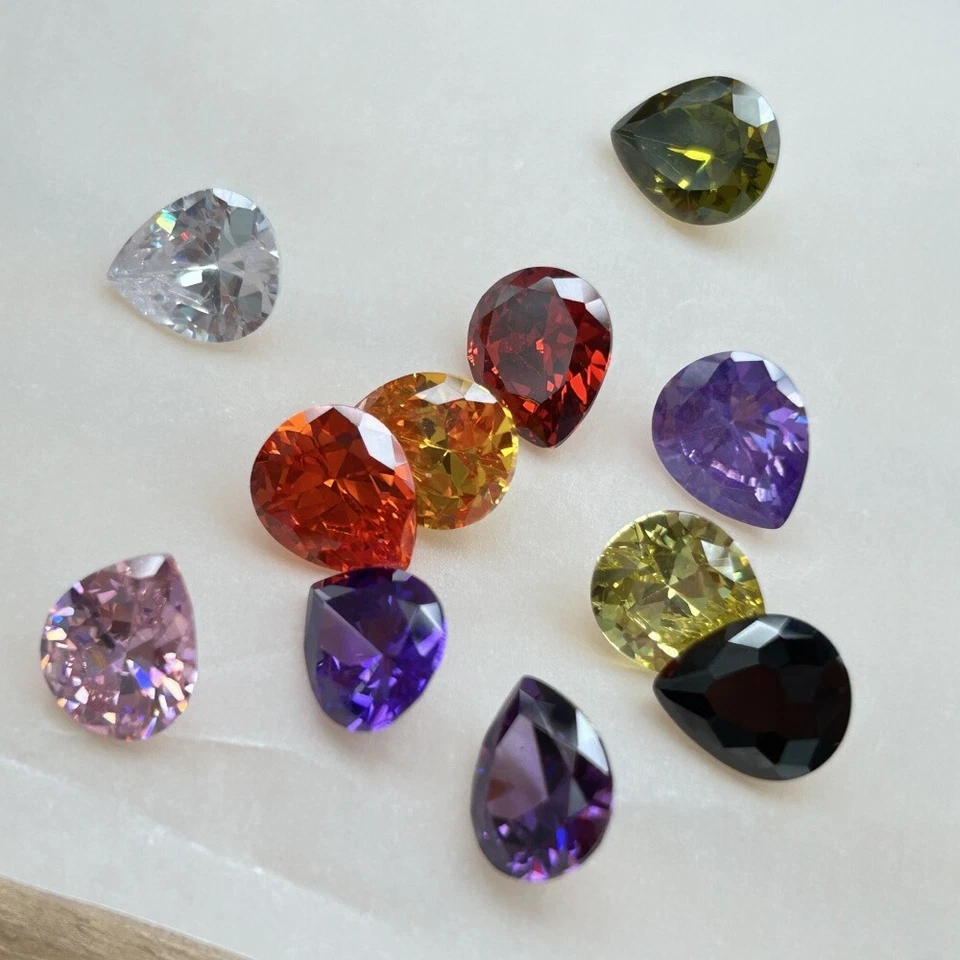 50 PIEZAS Circonita Cúbica Suelta Multicolor Corte Pera Tamaños Surtidos 3x5mm-13x18mm Foto 4 de 4