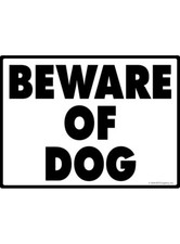 Beware of Dog - Warning Guard Dog In Yard Exterior Aluminum Dog Sign - 12" x 9"