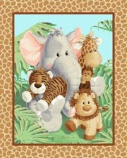 36" Fabric Traditions Panel - Jungle Babies Patty Reed Nursery Baby Wallhanging