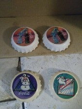 Set of 4 Vintage Coca-Cola Cap Refrigerator Magnets--1.75" Diameter Each
