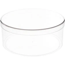 Pioneer Plastics 180C Clear Round Plastic Container, 6" W x 2.5" H
