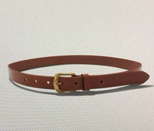 NWT Frye Women's 1"W Genuine Leather Belt Brown Cognac Brass Buckle 47"L  L/XL