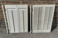 2X Vintage Salvaged Wood Interior 2 -Panel Plantation Window Shutters 26.75"